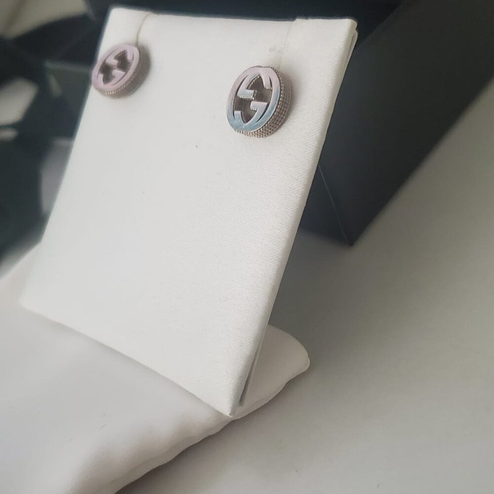 GUCCI INTERLOCKING EARRINGS IN SILVER - Picture 4 of 5